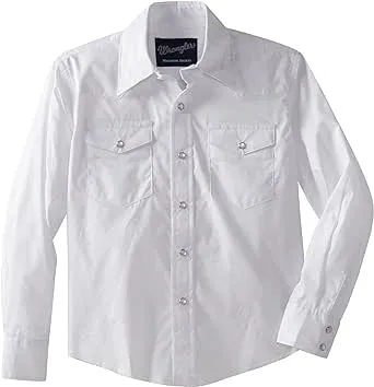 Wrangler Boys' White Long Sleeve Snap Western Shirt