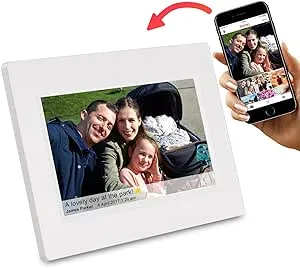 7 Inch Smart WiFi Digital Picture Frame with Touch Screen, Send Photos or Small Videos from Anywhere, IPS LCD Panel, Built in 8GB Memory, Wall-Mountable, Portrait&Landscape(Black)