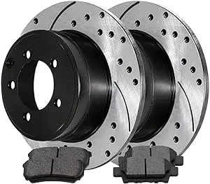 Rear Drilled Brake Rotors Black &amp; Pads for Jeep Patriot Compass Dodge Avenger V6