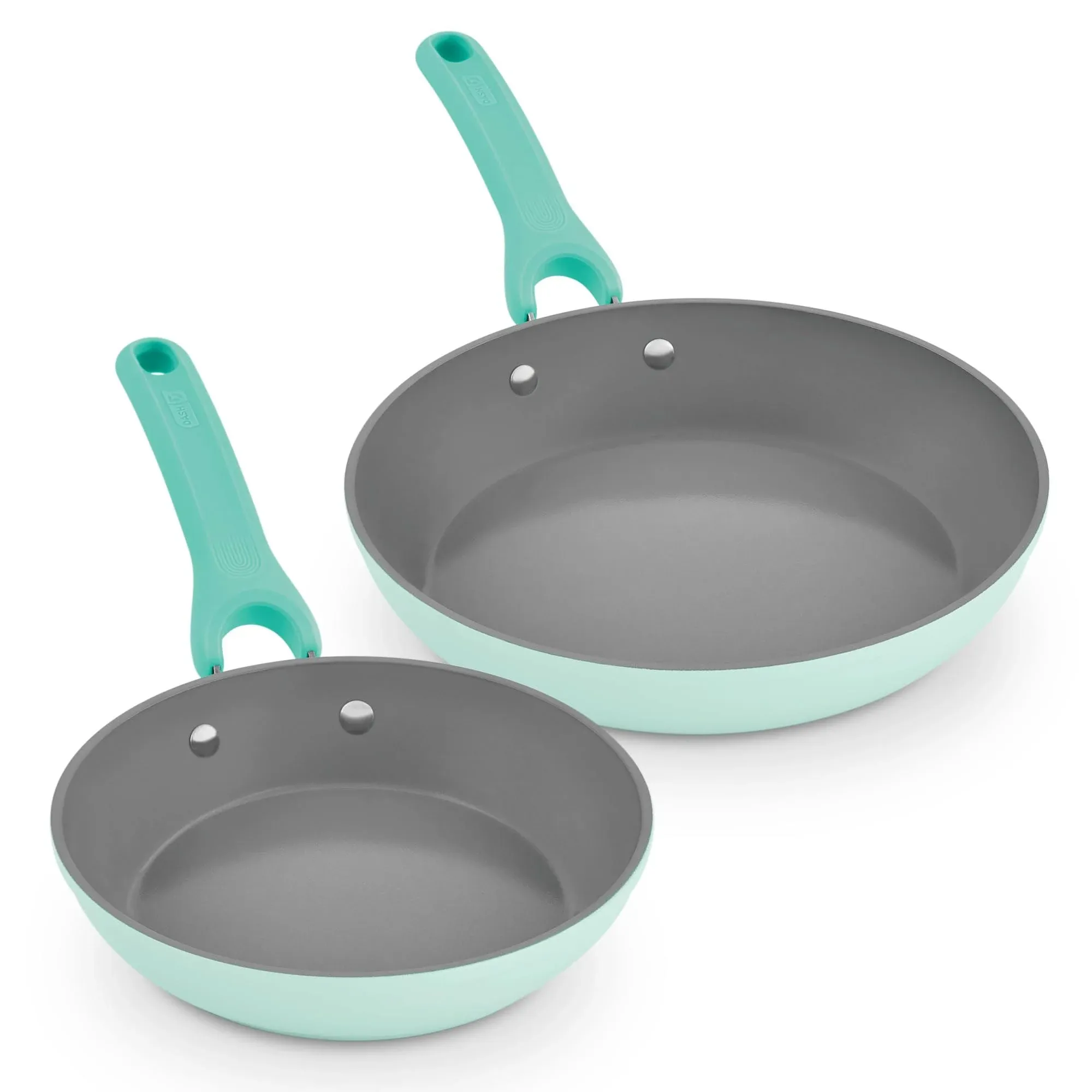 DASH Dream Green Ceramic Frying Pan Set of 2, 9.5" & 11" Fry Pans, Aqua Green - Recycled Aluminum and Ceramic, Nonstick Cookware Set, Oven Safe and Compatible with All Cooktops