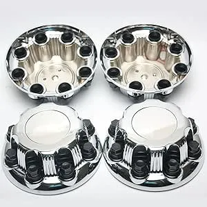 Center Caps for Chevy & GMC 8 Lug Nuts, 4pc Set of Chrome Auto Hub Covers, OEM Genuine Factory Aftermarket Replacement, Easy Bolt On - Fits 16"/17" Inch Alloy Aluminum Wheel Rims