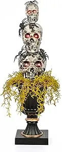 Halloween Tabletop Decoration Skull Tower Decorated with Spiders