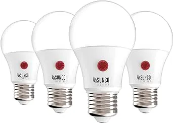 Sunco Pack of 4 Dusk to Dawn Light Bulbs, A19 LED, 4000K Cool White, Outdoor Use