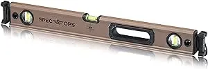 Spec Ops Tools 24" Magnetic Box Beam Level, Tourniquet Attachment System, 33% Larger Block Vials, Aluminum, 3% Donated to Veterans