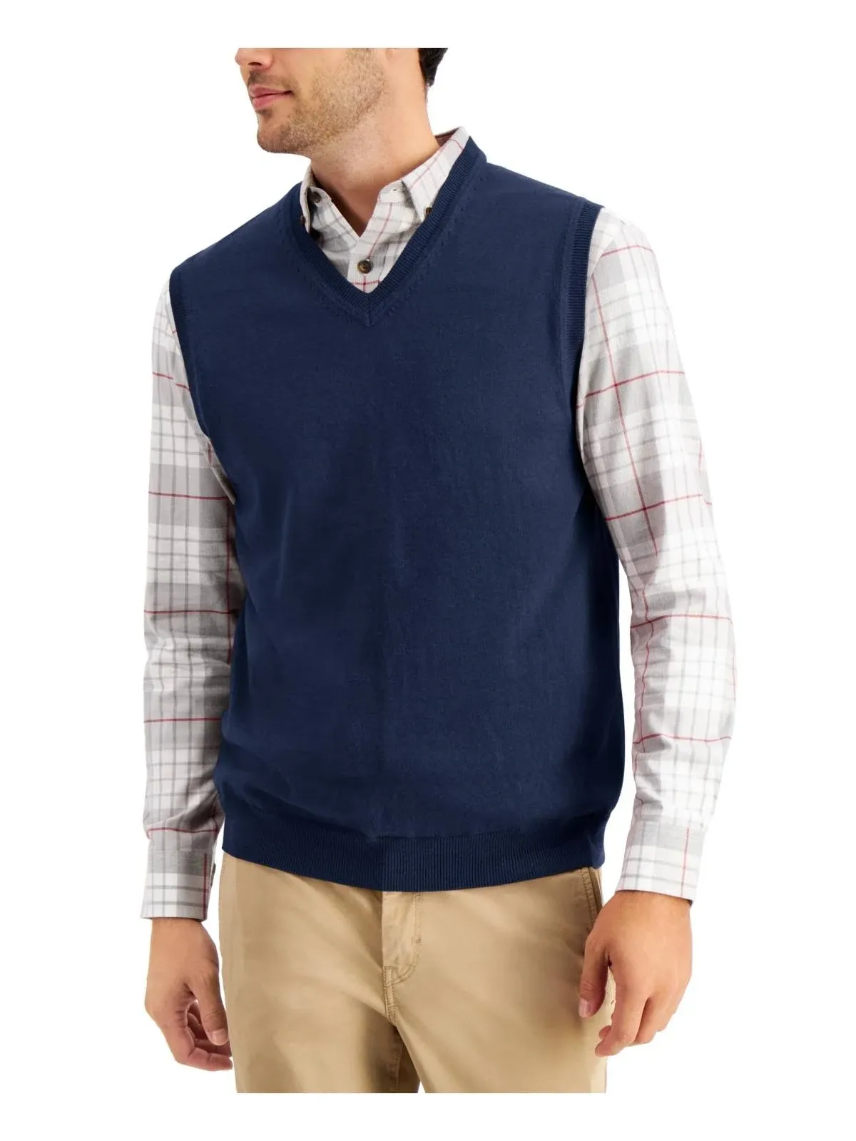 Club Room Men's Solid V Neck Sweater Vest