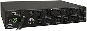 Tripp Lite 5.8kW Single-Phase Switched PDU with LX Platform Interface, 208/240V Outlets (8 C13 & 6 C19), L6-30P input, 15ft Cord, 2U Rack-Mount, TAA (PDUMH30HV19NET),Black