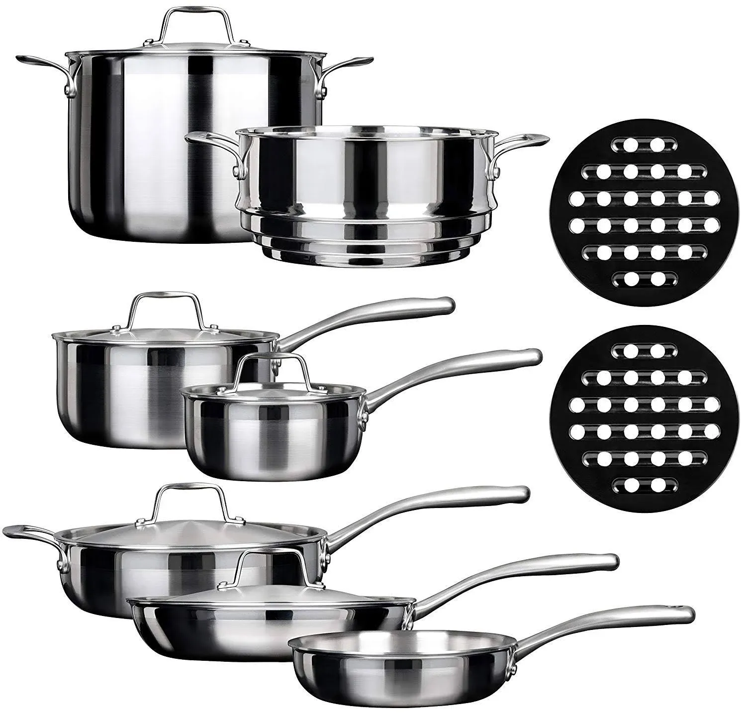 Duxtop Whole-Clad Tri-Ply Stainless Steel Induction Cookware Set, 14PC Kitchen P