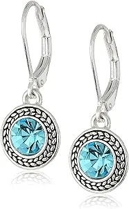 Napier "Classics" Silver-Tone and Aqua Crystal Drop Earrings