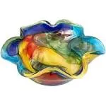 Badash Stormy Rainbow Murano-Style Art Glass Floppy 8.5" Bowl