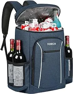 FORICH Insulated Cooler Backpack Lightweight Soft Cooler Bag Leakproof Backpack Cooler for Men Women to Lunch Work Picnic Beach Camping Hiking Park Day Trips, 30 Cans