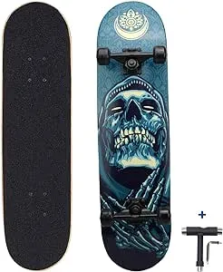 Dreambeauty 31 inch Pro Skateboard Complete,7 Layer Maple Wood Double Kick Concave Skateboards, Tricks Skateboards for Teens, Beginners, Girls, Boys, Kids, Adults (Pray)