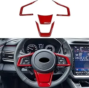 4PCS ABS Red Steering Wheel Panel Frame Trim Cover for Subaru Forester Ascent SUV 2019-2024,for Impreza 2017-2024,for Legacy/Outback 2018-2024,for Crosstrek 2018-2024