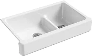 Kohler K-6426-95 Ice Grey Whitehaven Smart Divide 35-1/2" Undermount Double-Bowl ...