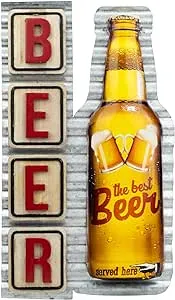 Excello Global Products Vintage Metal Beer Signs Tin Retro Wall Wood Iron Plaque