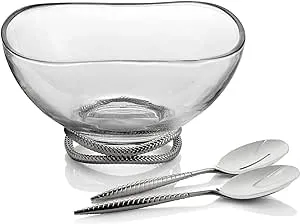 Nambe | Braid Glass Salad Bowl &amp; Servers - Silver | Realry