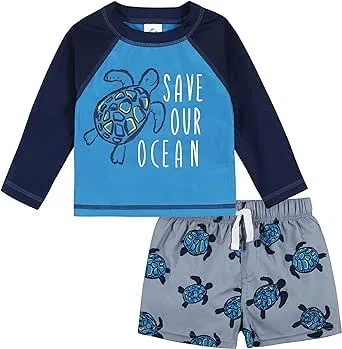 Gerber 2-Piece Baby & Toddler Boys Sea Friends Rash Guard & Swim Trunks Set - 0-3mo