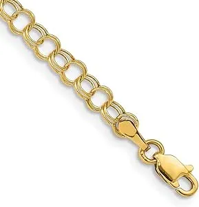 14k Yellow Gold Hollow Double Link Charm Bracelet