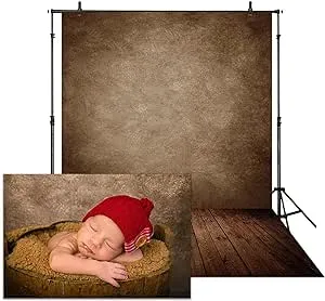 Allenjoy 5x7ft Soft Fabric Brown Wall with Wooden Floor Photography Backdrop Newborn Baby Photoshoot Abstract Portraits Photo Background Photographer Props