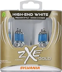 SYLVANIA - 9006 (HB4) SilverStar zXe GOLD High Performance Halogen Headlight Bulb - Headlight & Fog Light, Bright White Light Output, Best HID Alternative, Xenon Charged Technology (Contains 2 Bulbs)