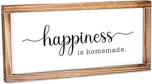 Happiness Is Homemade Sign For Kitchen 8x17 Inch, Inspirational Farmhouse Kitchen Decor, Rustic Kitchen Signs Wall Decor, Homemade Sign For Kitchen, Farmhouse Kitchen Wall Decor Wood Framed