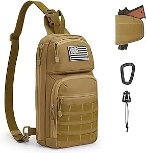 Tactical Sling Bag Molle Shoulder Chest Backpack Concealed Carry Pistol Gun Bag