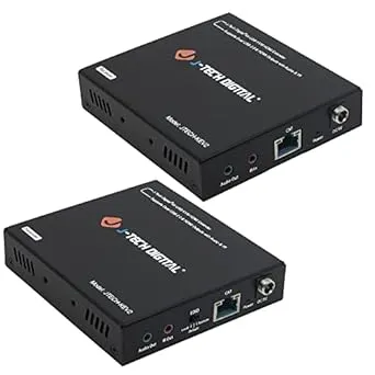 J-Tech Digital 4K USB KVM HDMI Extender Over Cat6/6a/7 Ethernet Up to 328 ft (1080p), Supports HDMI 1.4 HDCP 1.4, 2 x USB 2.0, Near Zero Latency