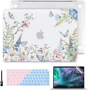 Batianda Case for MacBook Air 13 Inch M1 2020 2019 2018 Release Model A2337 A2179 A1932 with Retina & Touch ID, Floral Series Hard Shell Cover with Keyboard Cover & Screen Protector,Elegant Flowers