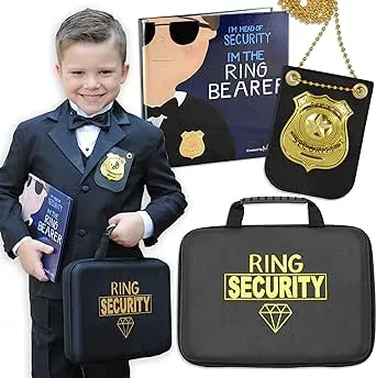 Tickle & Main Ring Bearer Security Box with Ring Bearer Book, Badge, Wedding Ring & Security Briefcase - Ring Bearer Box - Ring Bearer Briefcase - Ring Security Box for Ring Bearer