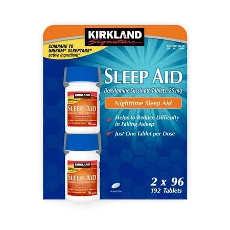 Kirkland Signature Nighttime Sleep Aid (Doxylamine Succinate 25 mg), 192 Tablets Personal Healthcare / Health Care