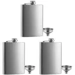 3 Pcs 8 oz Hip Stainless Steel Flask & Funnel Set by QLL, Easy Pour Funnel Is Included, Perfect Flask That Fits Great in Jacket Pockets and Pants