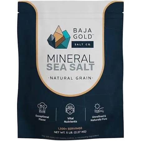 Mineral Sea Salt, Natural Grain Crystals, 5 Lb. Bag