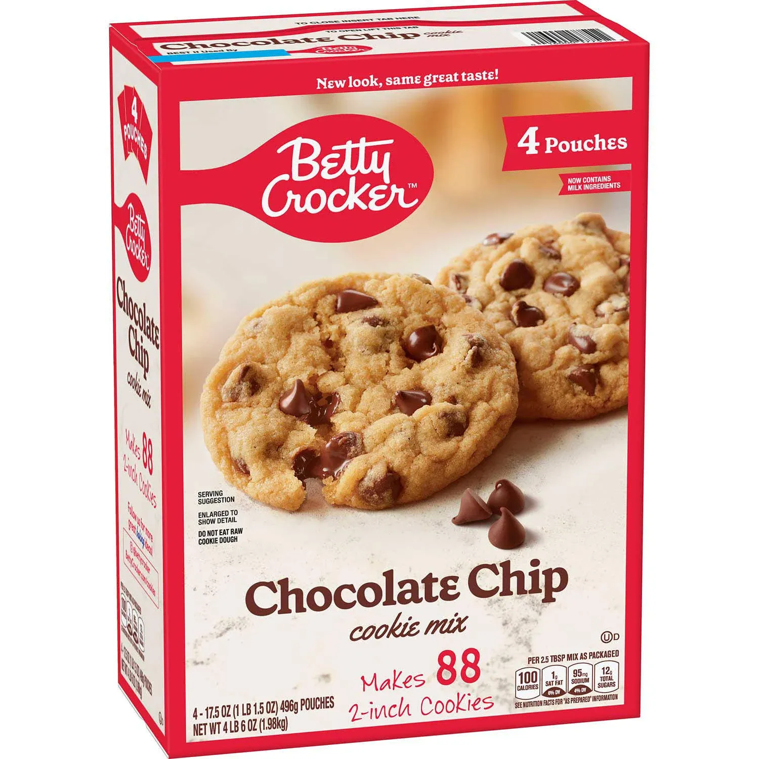 Betty Crocker Cookie Mix, Chocolate Chip - 4 pack, 17.5 oz