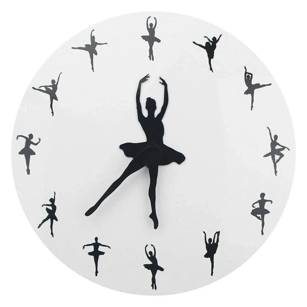 Timelike Ballerina Wall Clock Ballet Dancing Hanging Decor Clock Dancer Home ...