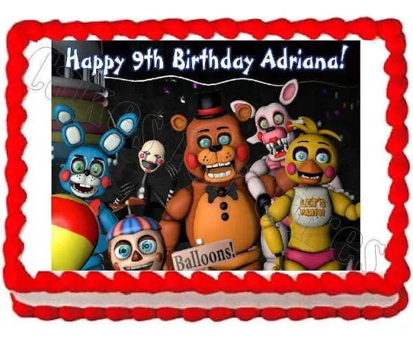 Five nights at Freddy&#039;s FNaF 3 party edible cake image topper frosting sheet 