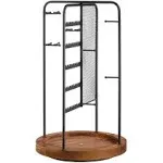 SONGMICS Rotating Jewellery Stand with A Bottom Tray Champagne Black