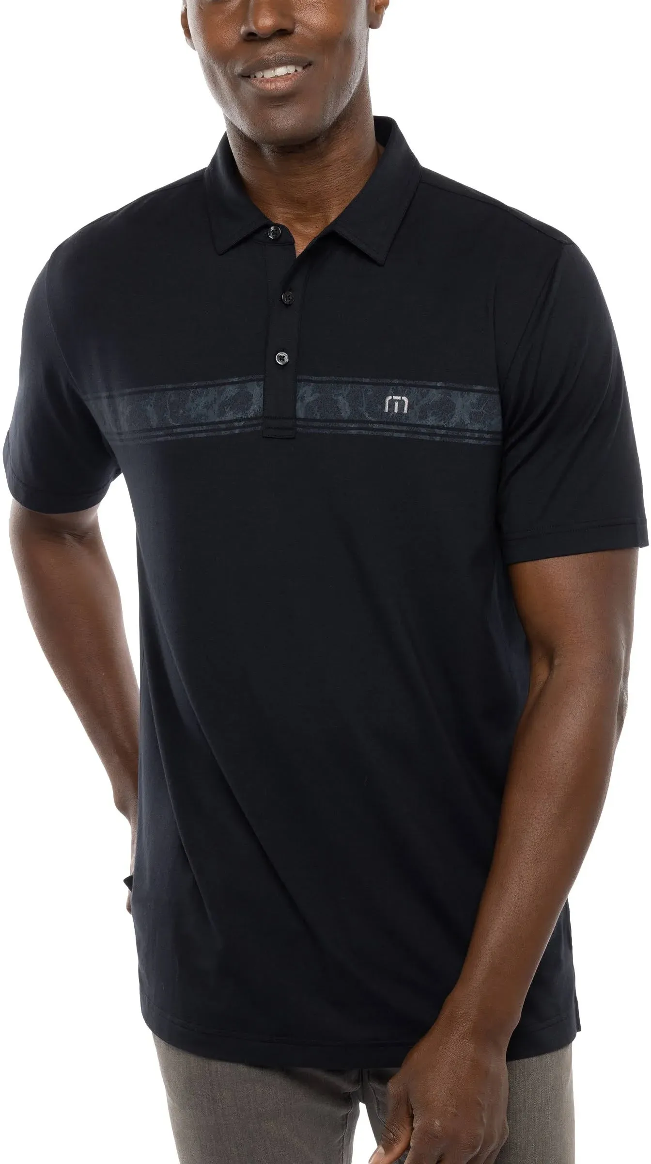 TravisMathew Men's Thunder Roll Golf Polo, Medium, Black