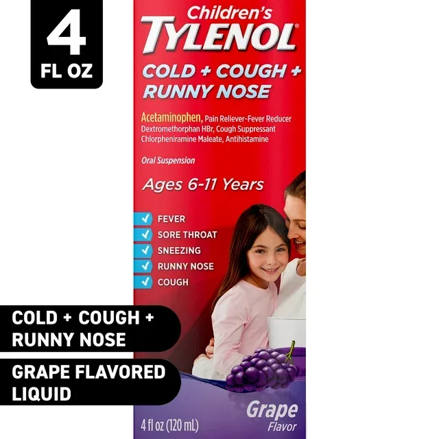 Children's Tylenol Cold + Cough + Runny Nose Medicine Grape