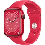 Apple Watch Series 8 [GPS 45mm] Smart Watch w/ (Product) RED Aluminum Case with (Product) RED Sport Band - M/L. Fitness Tracker, Blood Oxygen & ECG Apps, Always-On Retina Display, Water Resistant