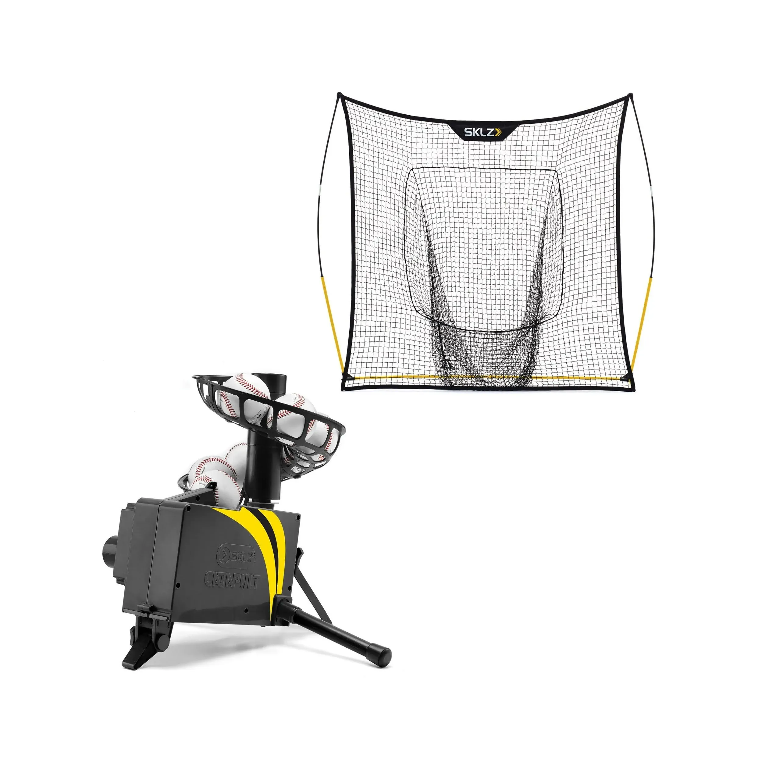 SKLZ Catapult Soft Toss Pitching Machine and Quickster Vault Net Bundle - Improve Your Batting and Fielding Skills with This Comprehensive Training Kit