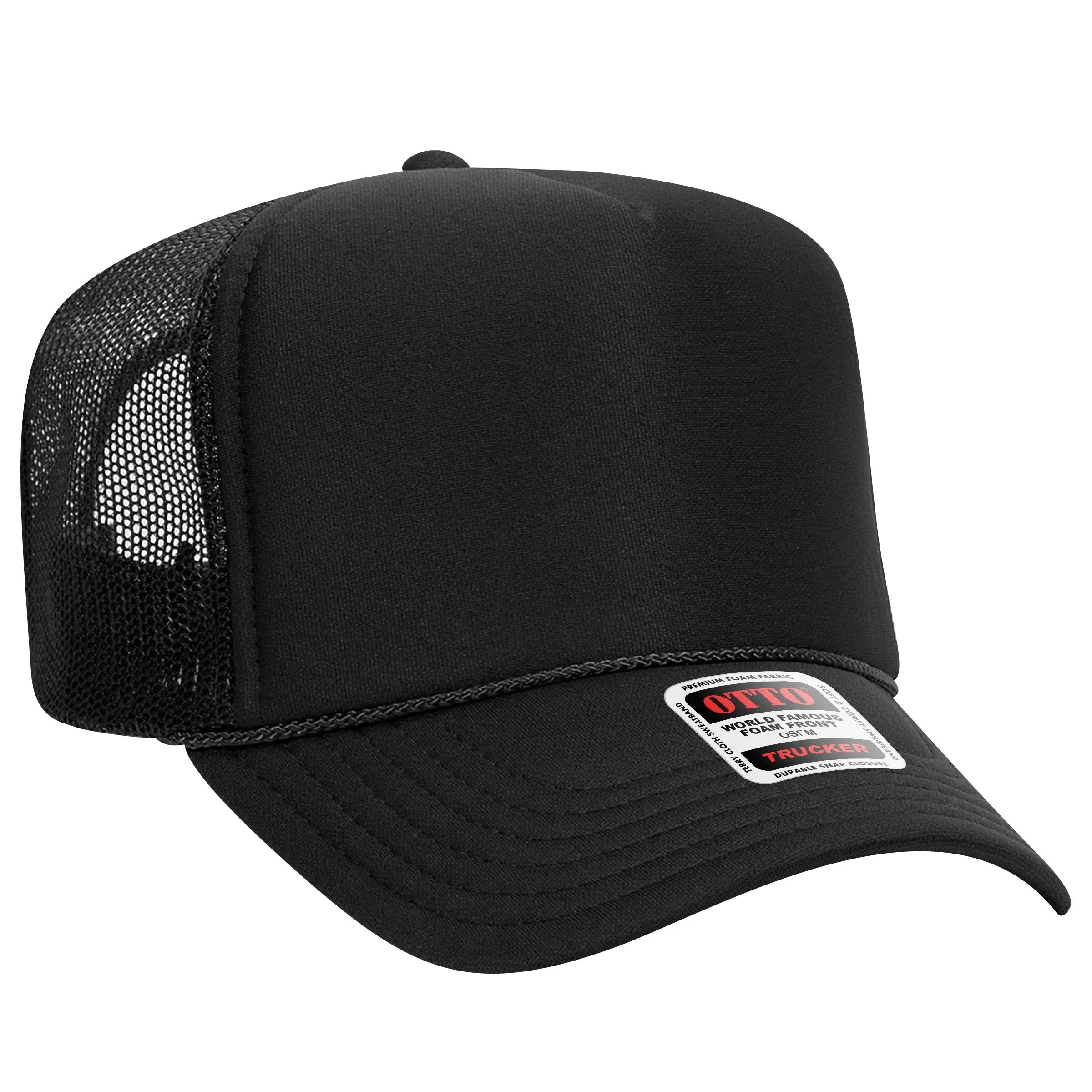 Otto Polyester Foam Front 5 Panel High Crown Mesh Back Trucker Hat