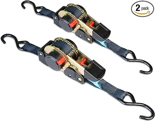 ANLULOAD E Track Retractable Ratchet Straps-Retractable Tie Down Straps-2 Packs 1In x 11.5Ft-for Boats, Jet Skis, Motorcycles, ATVs-BS:1,410lbs