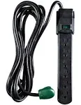 Go Green Power Inc. 6ft Surge Protector with 6 Outlets - Heavy Duty, Circuit Breaker, Mountable - Perfect for Home & Office Use - GG-16106MS