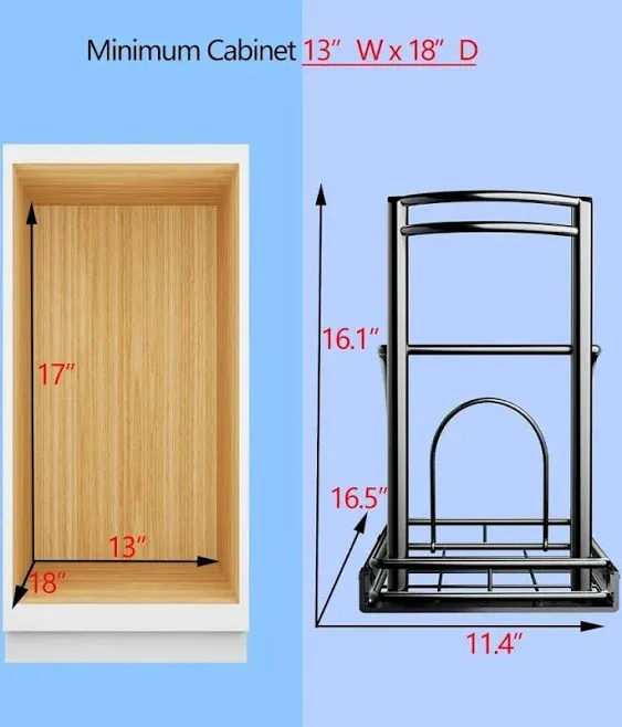 ANASTA Pull Out Trash Can Under Cabinet, in Cabinet Trash Can, Under Sink Counter ...