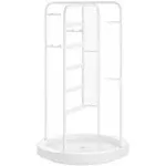 SONGMICS Jewelry Stand, Rotating Jewelry Display, 4 Independent Sections, Metal Frame, with Bottom Tray, Jewelry Organizer for Necklaces, Bracelets, Earrings, Rings, Gift Idea, White UJJS023W01