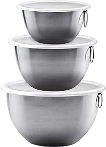 Tovolo Stainless Steel, Set of 3 Mixing Tight-Seal Dishwasher-Safe Metal Bowls with BPA-Free Lids for Food Storage, Stainless Steel