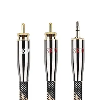 SKW Audiophile Ultra-high Purity Copper Audio Cable 3.5mm Male to 2 RCA Male Audio Auxiliary Stereo Y Splitter Adapter Cable 3.2ft/1M