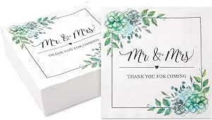 Sparkle and Bash Succulent Floral Mr. and Mrs. Paper Napkins