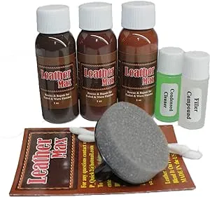 Leather Max Complete Leather Refinish, Restore, Recolor & Repair Kit/Now with 3 Color Shades to Blend with/Leather & Vinyl Refinish (Bold Brown)