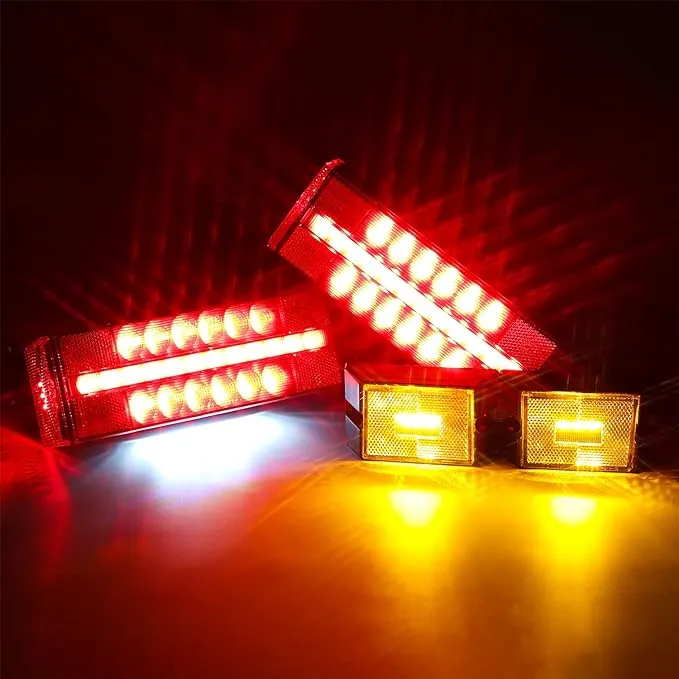 Linkitom New Submersible LED Trailer Light Kit, Super Bright Fully Waterproof Tail Lights, Combined Stop,Tail Lights,Turn and License Lights