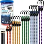 GOEASY0312 Premium Bungee Cords Heavy Duty - 20 Piece Bungee Cords with Hooks in A Storage Jar Includes 10 inch, 18 inch, 24 inch, 30 inch, 36 inch,